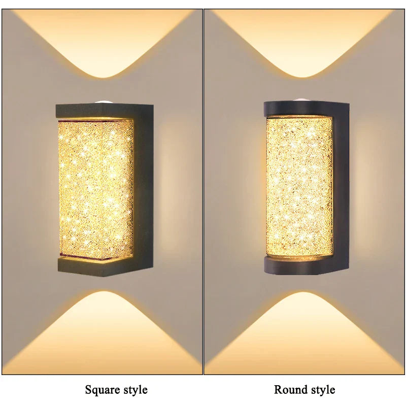 Moderne waterdichte LED-buitenwandlamp - Kristal-wandlamp voor tuin-, patio- en deurverlichting