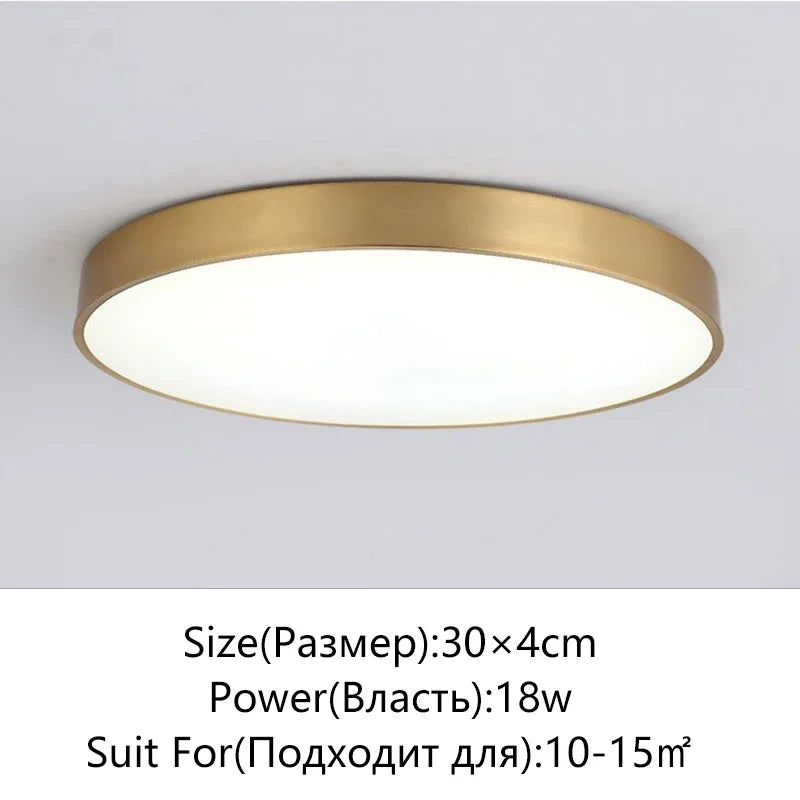 Moderne LED Haloge plafonnière lampen - Eenvoudige gouden ronde