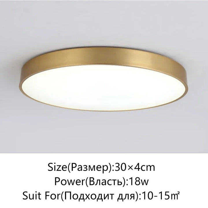 Moderne LED Haloge plafonnière lampen - Eenvoudige gouden ronde