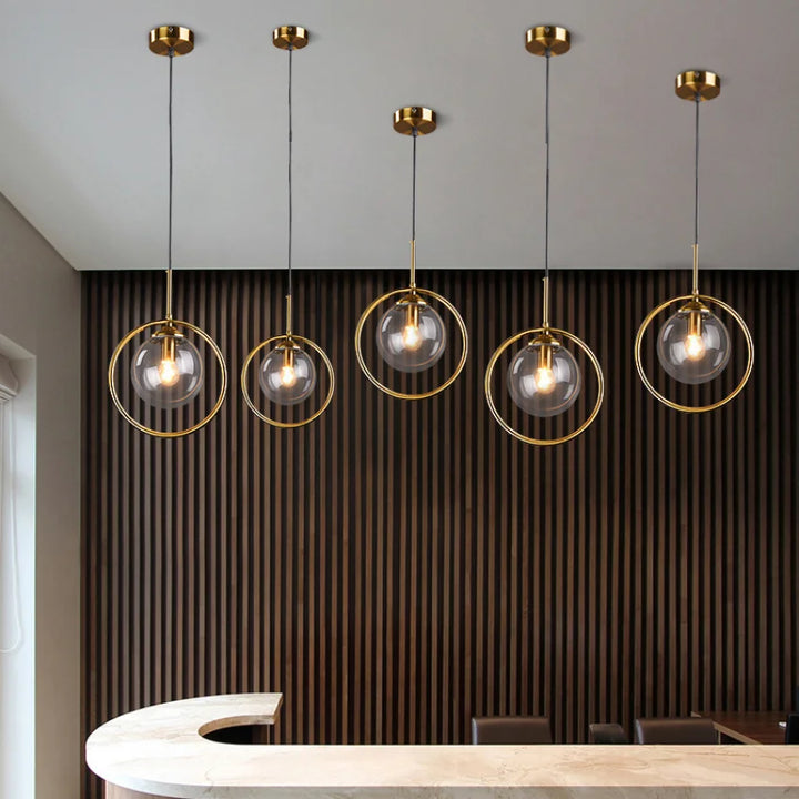 Moderne glas hanglampen voor slaapkamer nachttafel badkamer hanglamp plafondlampen hotel restaurant decoratie ring