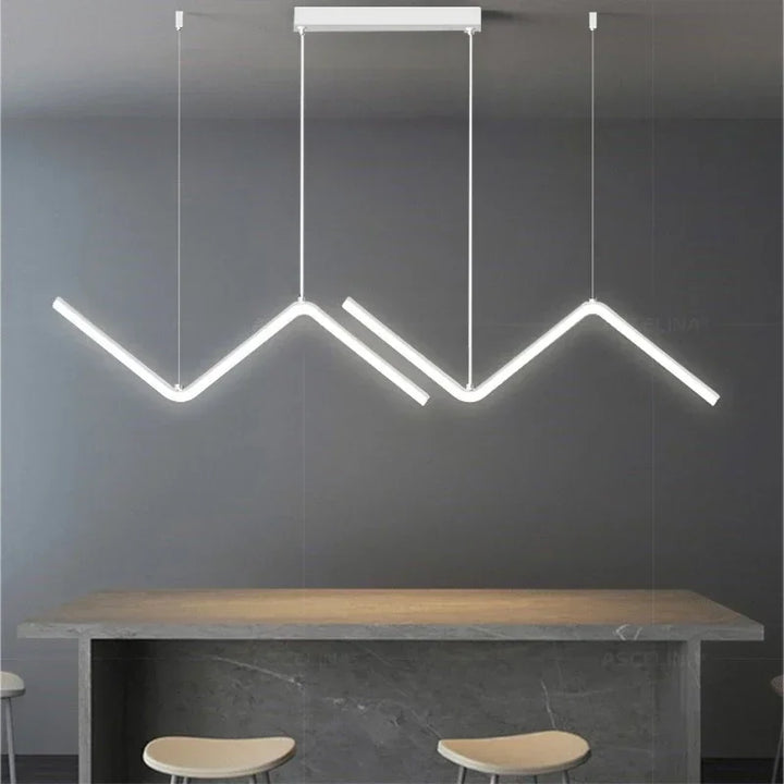 Moderne LED-Pendelleuchte – Nordische Gouden Kroonluchter voor Keuken, Eetkamer en Restaurant, Z-Vorm Design met Afstandsbediening
