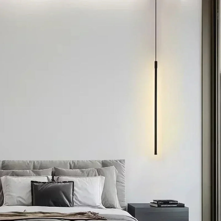 Moderne LED Lange Pendelleuchte voor Eetkamer, Slaapkamer & Woonkamer – Tiptoets, Aluminium Hanglamp, witte & zwarte Lampenkap
