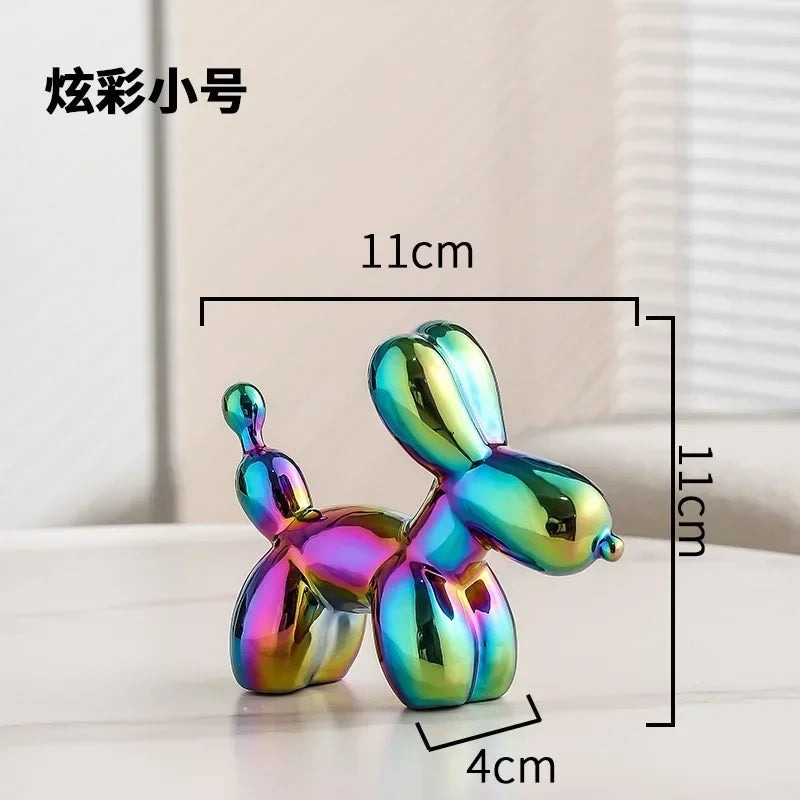 Noordse Keramische Ballonhond Sculptuur Gouden Dier Decoratie Standbeeld Woonkamer Ornamenten Creatief Bureau Ornament Thuis Decor