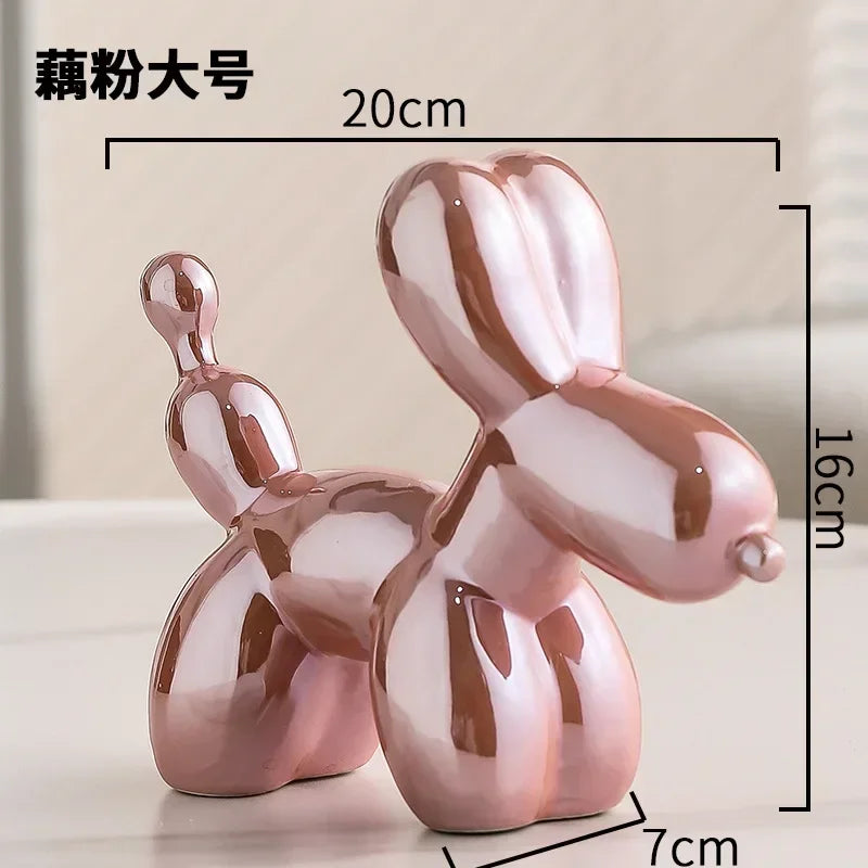Noordse Keramische Ballonhond Sculptuur Gouden Dier Decoratie Standbeeld Woonkamer Ornamenten Creatief Bureau Ornament Thuis Decor