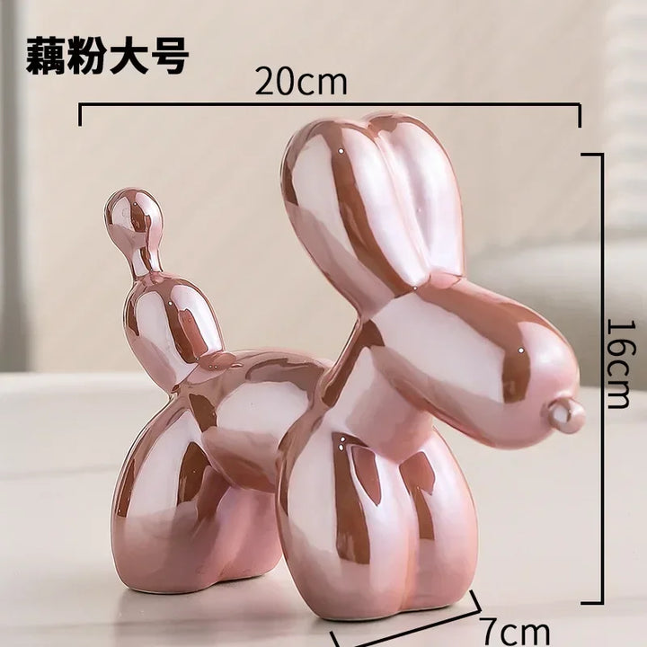 Noordse Keramische Ballonhond Sculptuur Gouden Dier Decoratie Standbeeld Woonkamer Ornamenten Creatief Bureau Ornament Thuis Decor