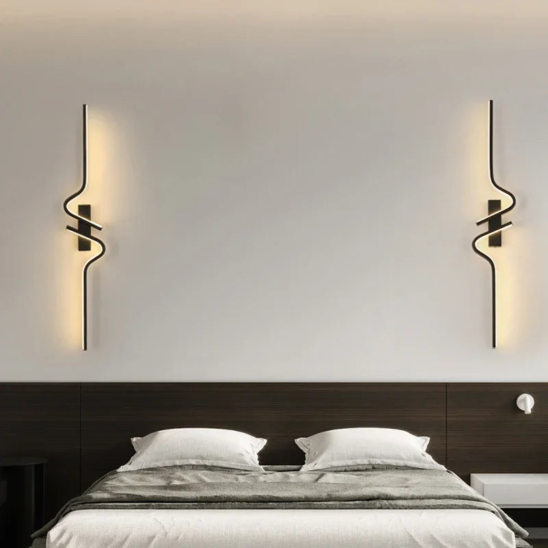 Moderne Minimalistische Strepen LED Wandlamp Slaapkamer Verlichting voor Nachttafel Wandlamp LED Licht Woonkamer TV Sofa Achtergrond Wandlamp