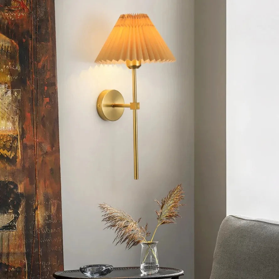 Nordic LED Wandlamp – Modern retro design voor woonkamer, slaapkamer en kantoor, E27 fitting, stoffen kap, wandmontage