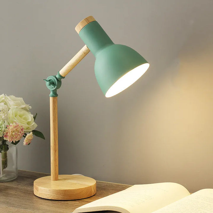 Kreative Nordic Houtkunst LED Tafellamp – Verstelbare kop & Oogbescherming