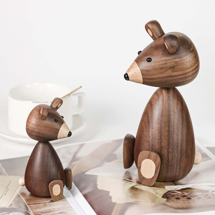 Deense houten bruine beer familie ornamenten