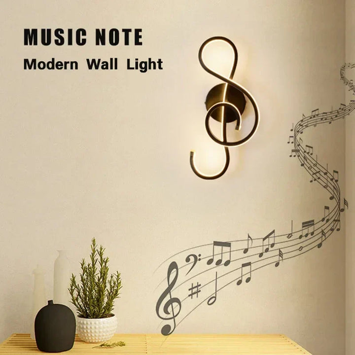 Moderne LED Wandlamp - Muzieknoot Wandlamp voor Slaapkamer, Woonkamer en Kantoor, Aan/Uit Touch, Op en Neer Lichtrichting, Binnen Decoratie