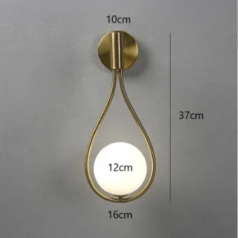 Moderne metaaldraad- en glasball wandlamp - Scandinavische wandverlichting voor woonkamer, slaapkamer, gang, hal en trap - AC-gevoed, LED-lamp inbegrepen