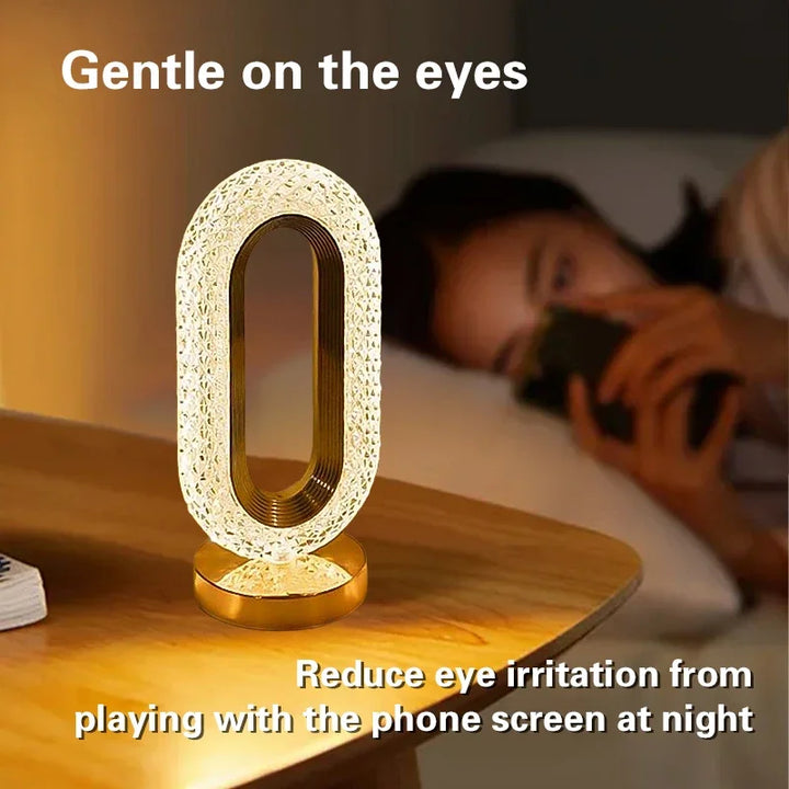 Moderne Luxe Oval USB oplaadbare Kristal Tafellamp – Dimbare LED Nachtlamp voor Slaapkamer, Woonkamer en Nachttafel Decor