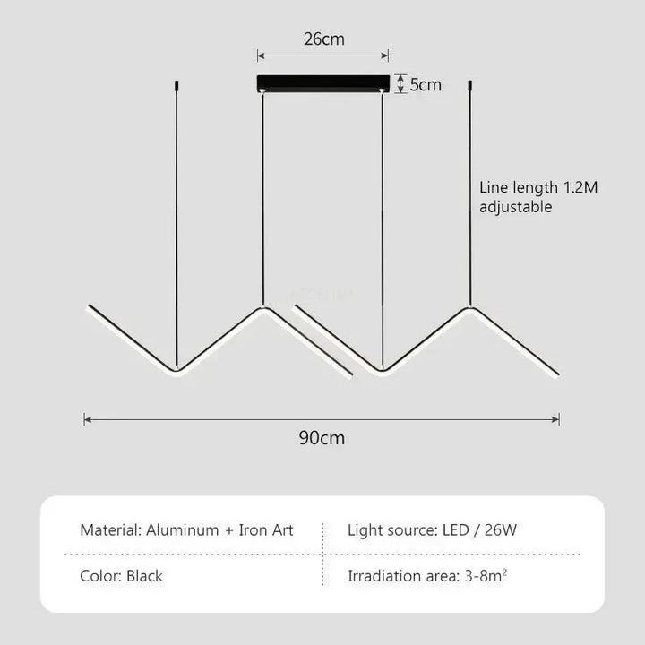 Moderne LED hanglamp – 90 cm 2-arm verstelbaar ontwerp met afstandsbediening, dimbaar, voor woonkamer, slaapkamer, hotel en studeerkamer