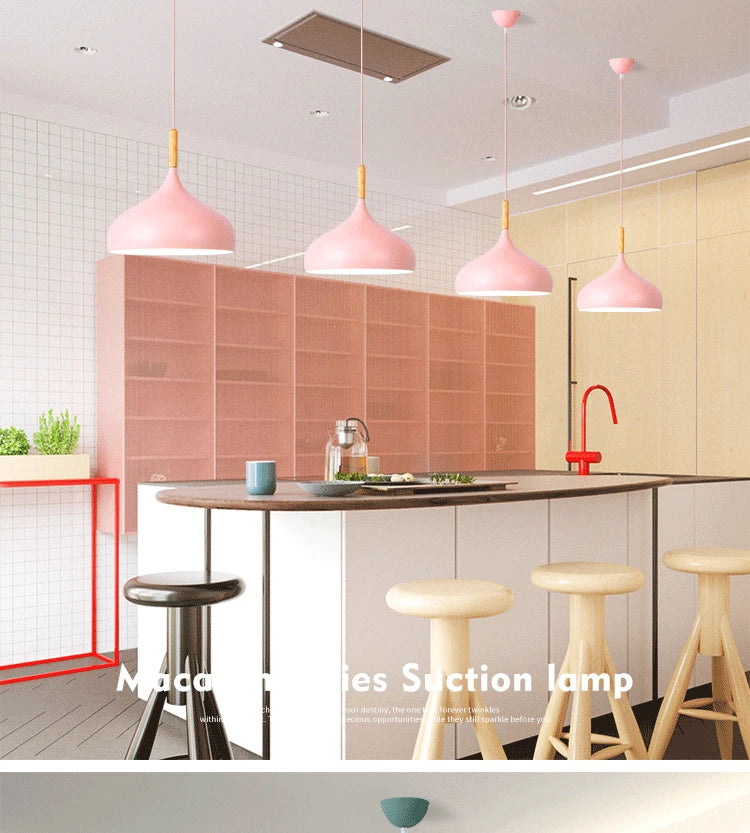 Moderner Macaron Pendelleuchte – Kleurige LED-Kroonluchter voor Slaapkamer, Restaurant, Kantoor & Woonkamer – Verstelbare Aluminium-Hanglamp