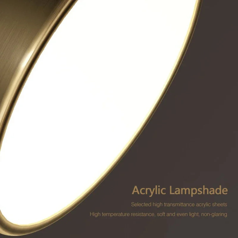 Moderne LED plafondlamp - Draaiende koperen lamp voor woonkamer, slaapkamer, hal en restaurant, zachte verlichting voor de woningdecoratie