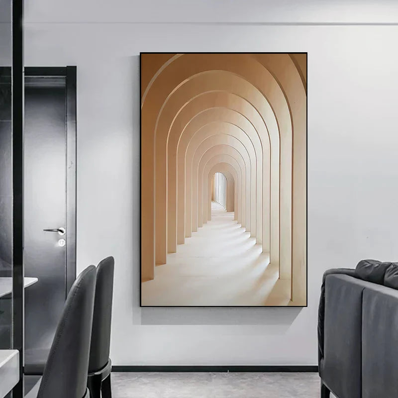 Minimalistische abstracte architectonische wandkunst Fijne kunst canvasprints Posters afbeeldingen voor moderne woonappartement woonkamer kantoor decor