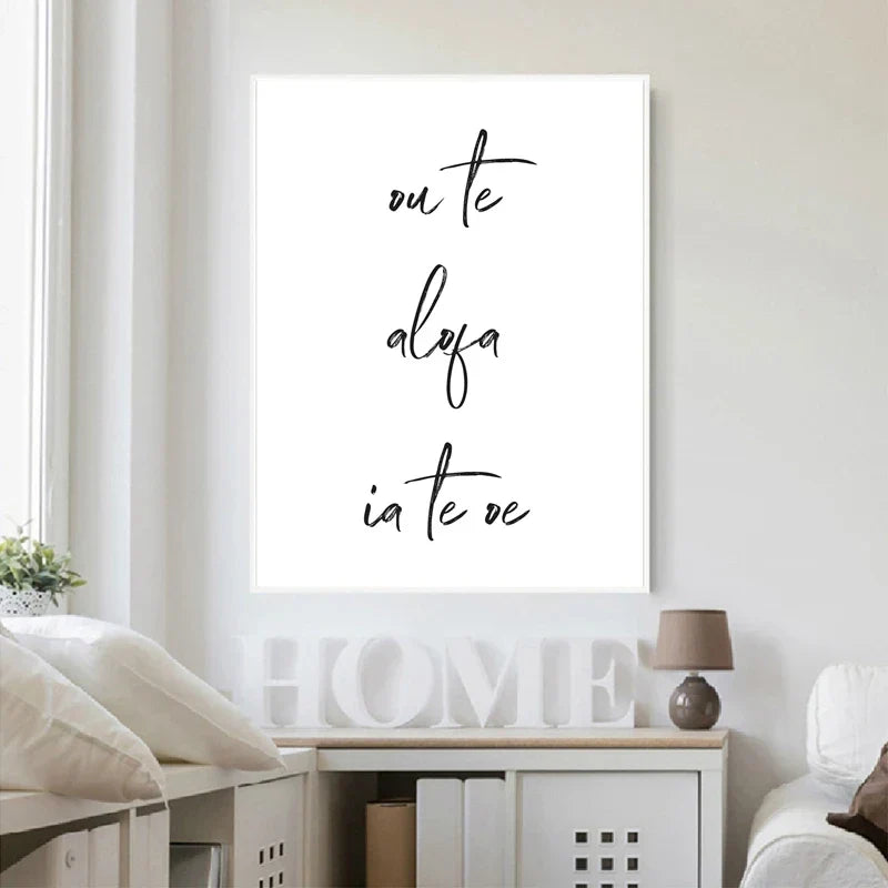 Zuid-Pacific-Liefde Citaten Poster Wandkunst Fijne Kunst Canvasdrukken Minimalistische Zwart-Wit Elegante Typografische Wandkunst Beelden Voor Woonkamer Slaapkamer Kunst Decor