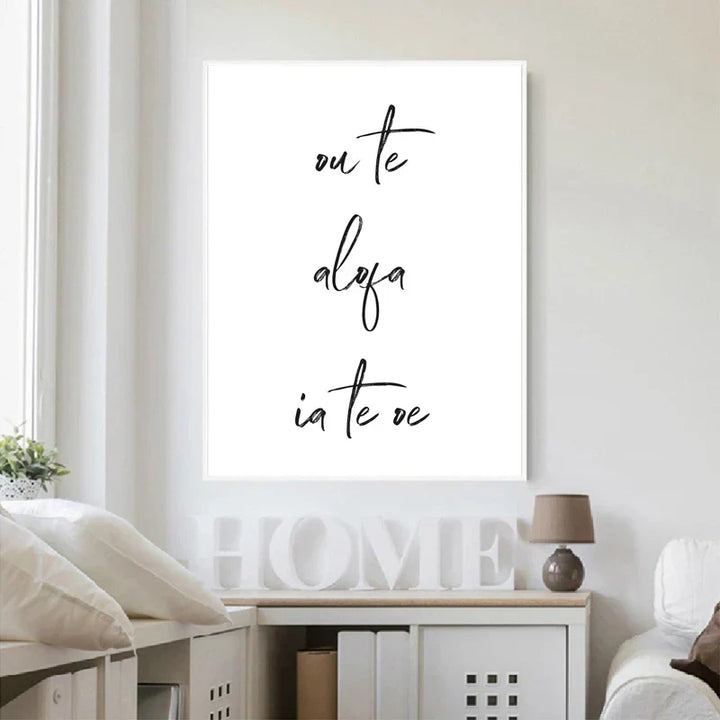 Zuid-Pacific-Liefde Citaten Poster Wandkunst Fijne Kunst Canvasdrukken Minimalistische Zwart-Wit Elegante Typografische Wandkunst Beelden Voor Woonkamer Slaapkamer Kunst Decor
