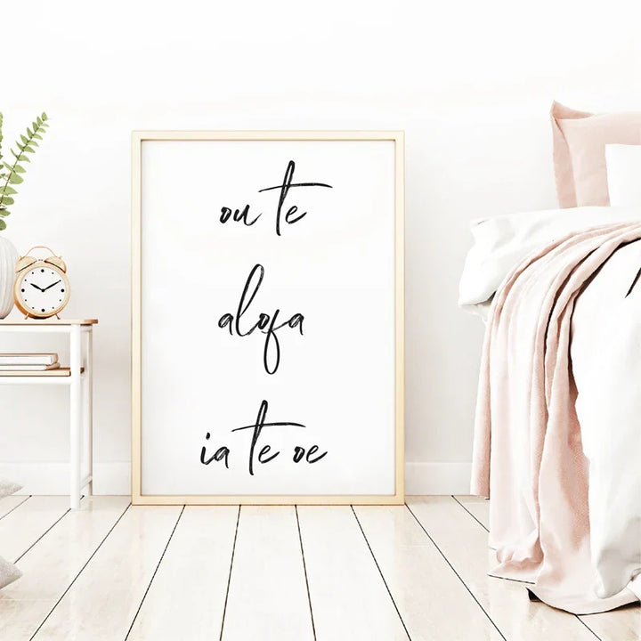 Zuid-Pacific-Liefde Citaten Poster Wandkunst Fijne Kunst Canvasdrukken Minimalistische Zwart-Wit Elegante Typografische Wandkunst Beelden Voor Woonkamer Slaapkamer Kunst Decor