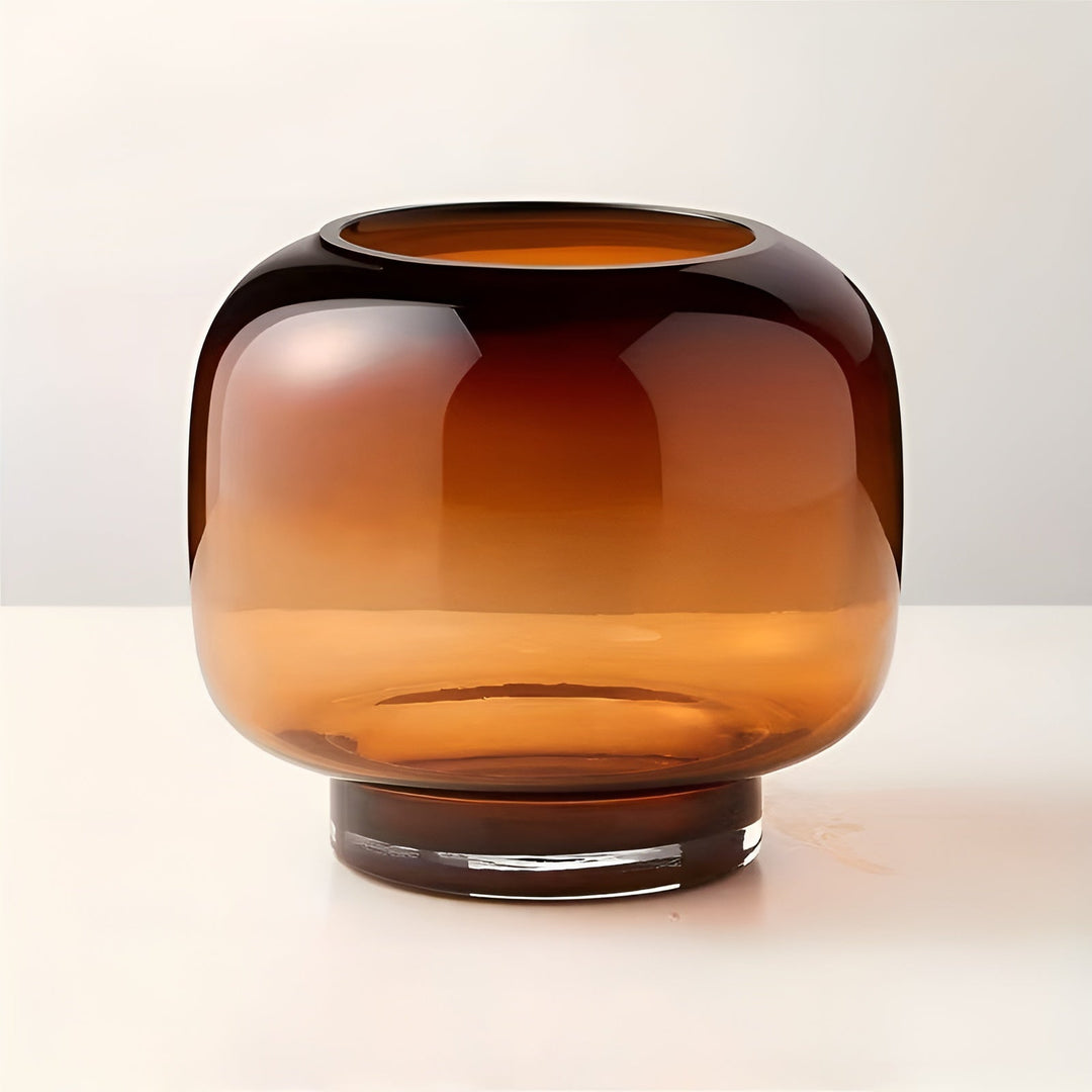 Handvaas van glas door Arostaown – minimalistisch en decoratief | Transparante binnenkant voor bloemen, hydroponics en moderne planten in amber