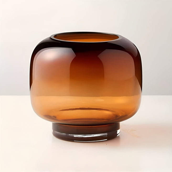 Handvaas van glas door Arostaown – minimalistisch en decoratief | Transparante binnenkant voor bloemen, hydroponics en moderne planten in amber