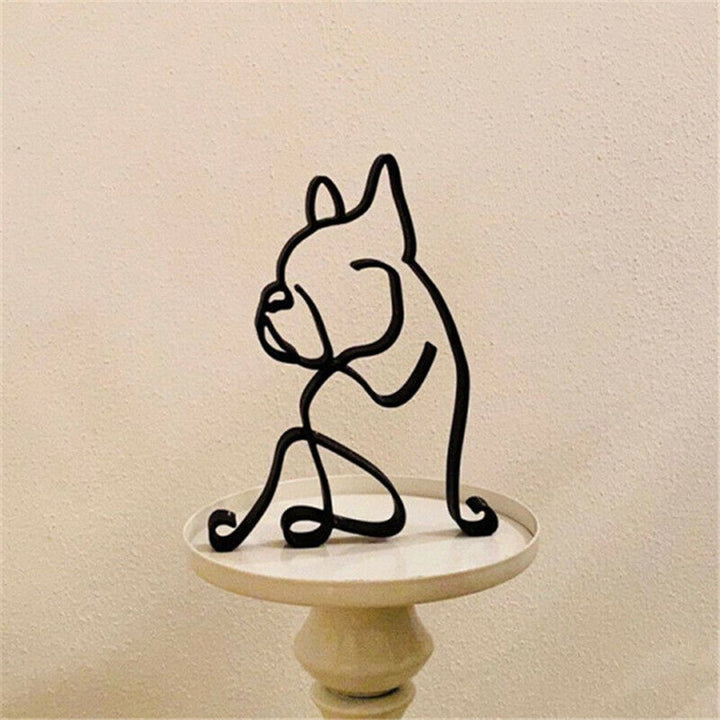 Tier Kunst IJzer Sculptuur Retro Metaal zwarte lijnen kat hond bureau ornament