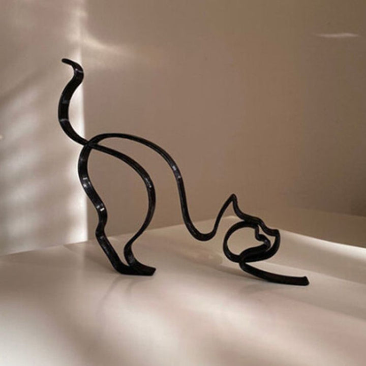 Tier Kunst IJzer Sculptuur Retro Metaal zwarte lijnen kat hond bureau ornament