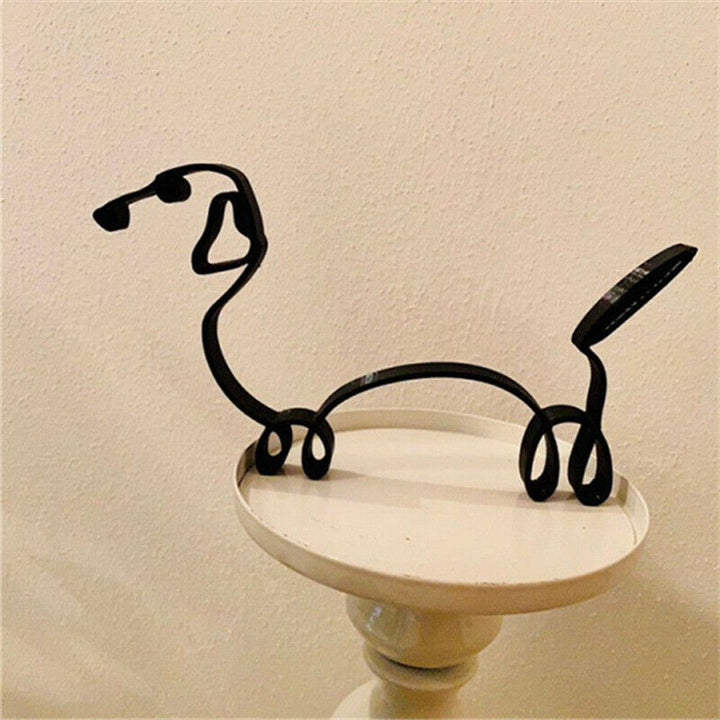 Tier Kunst IJzer Sculptuur Retro Metaal zwarte lijnen kat hond bureau ornament