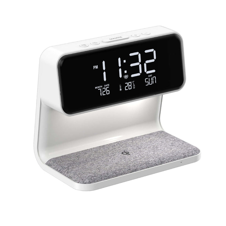 Kreative 3 In 1 Nachttafellamp Draadloos Opladen LCD-Scherm Wecker Draadloos Telefoonladestation
