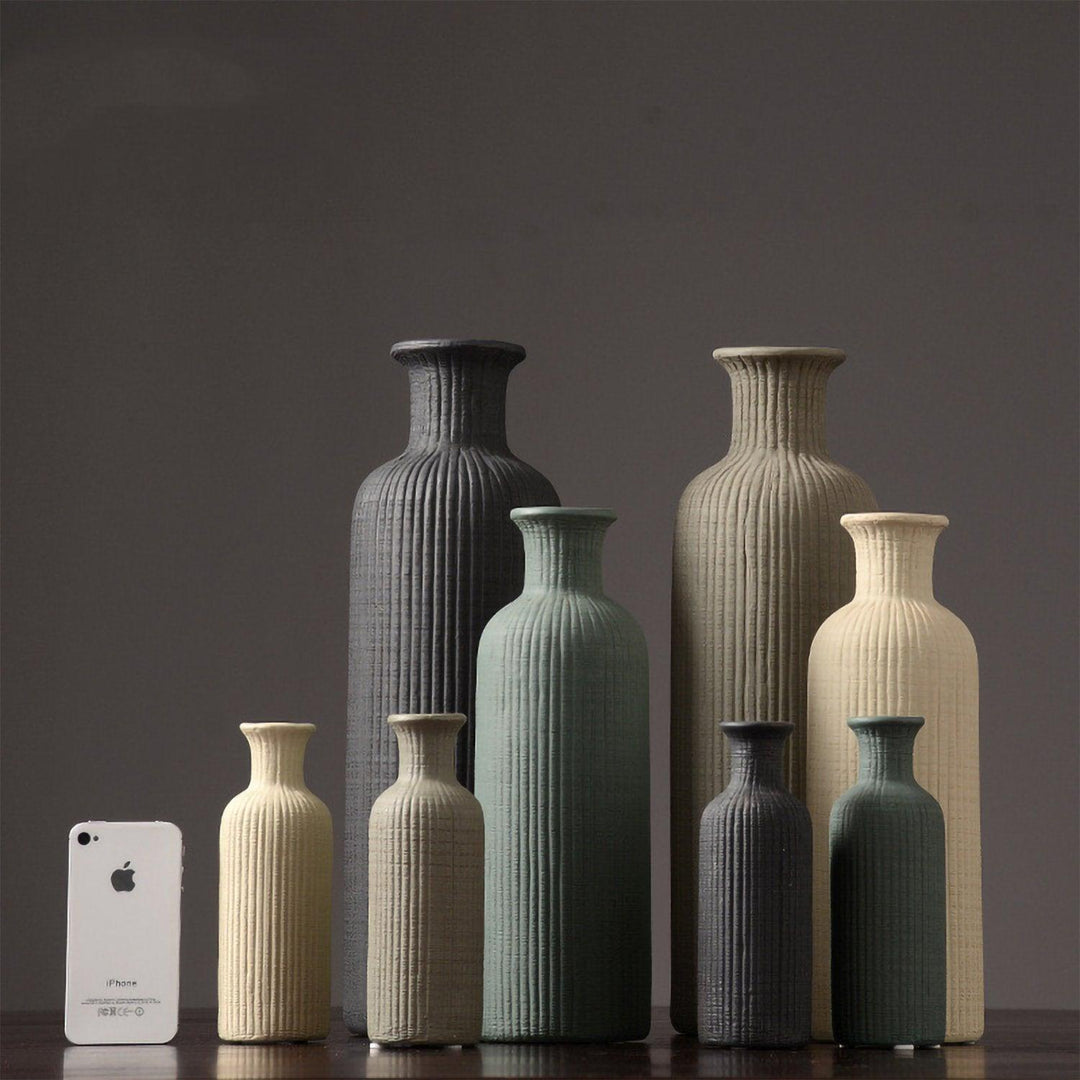 Bruine, beige, grijze keramische vaas │ Decoratief item