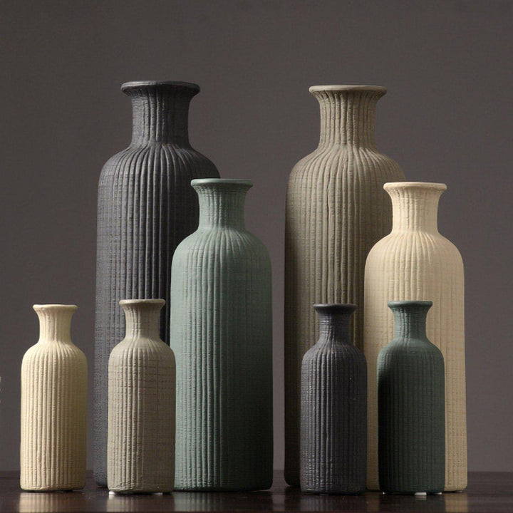 Bruine, beige, grijze keramische vaas │ Decoratief item