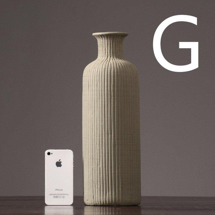 Bruine, beige, grijze keramische vaas │ Decoratief item