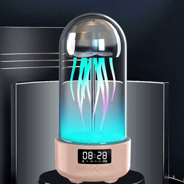 Kreatieve 3in1 Kleurrijke Medusenlamp met Klok Luminieuze Draagbare Stereo Ademend Licht Slimme Decoratie Bluetooth Luidspreker