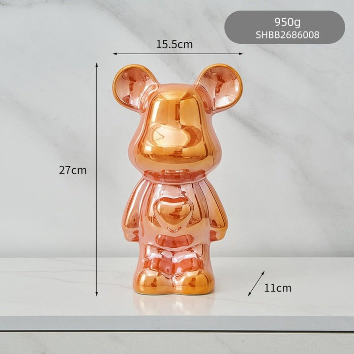 Kleurrijke keramische beer sculptuur en standbeeld spaarpot bureau ornament