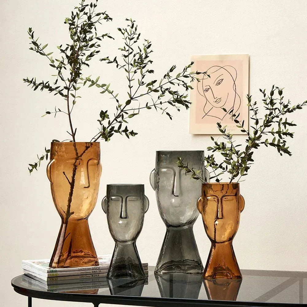 Kreatieve Glas Hoofdvorm Decoratieve Vaas voor Moderne Decoratie | Arosta