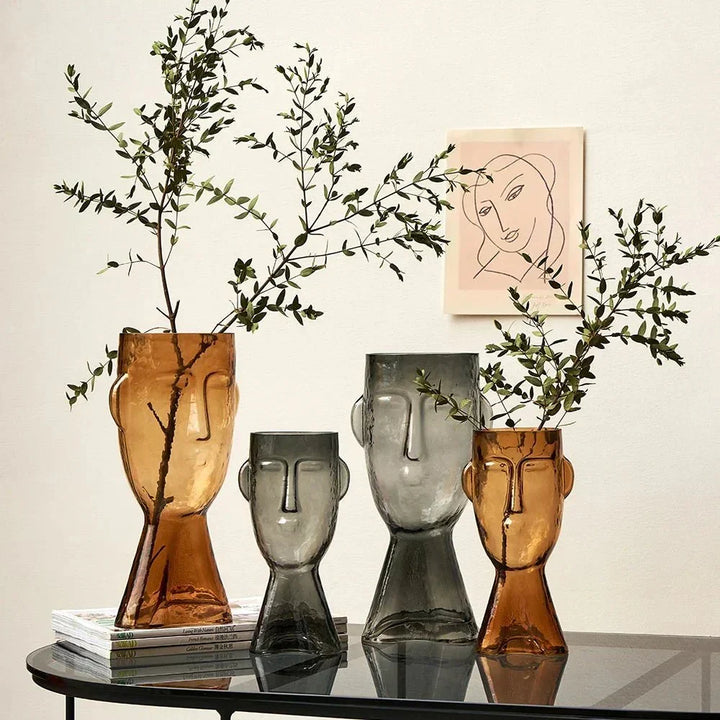Kreatieve Glas Hoofdvorm Decoratieve Vaas voor Moderne Decoratie | Arosta