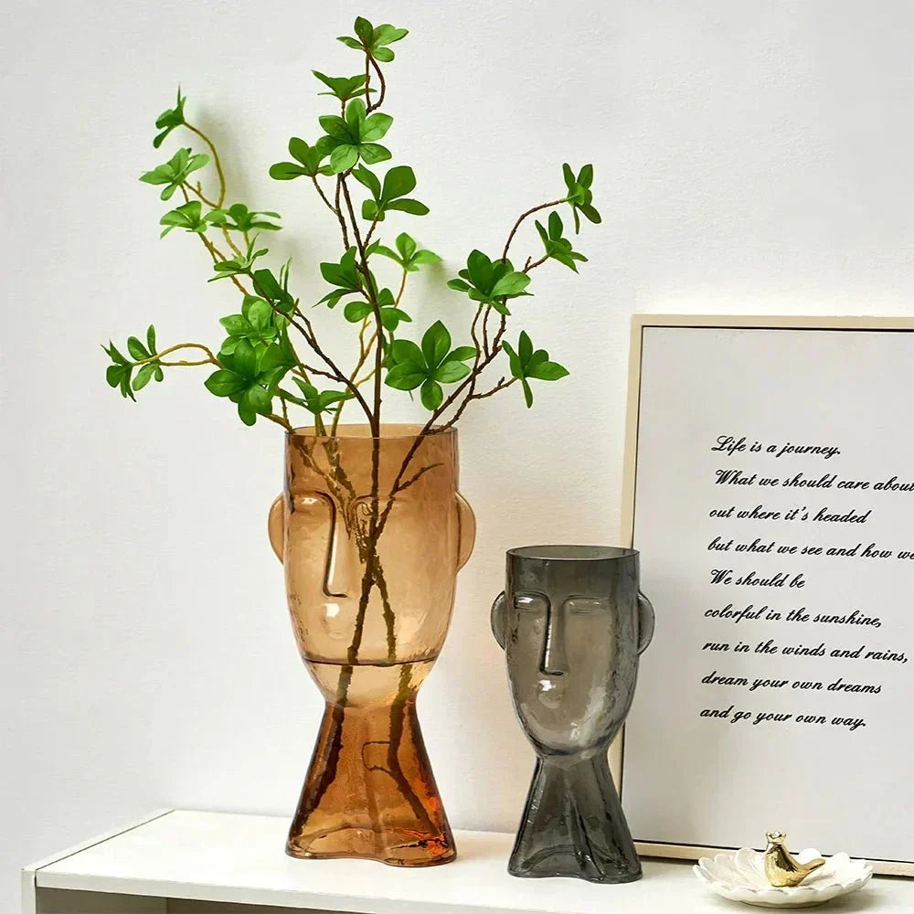 Kreatieve Glas Hoofdvorm Decoratieve Vaas voor Moderne Decoratie | Arosta