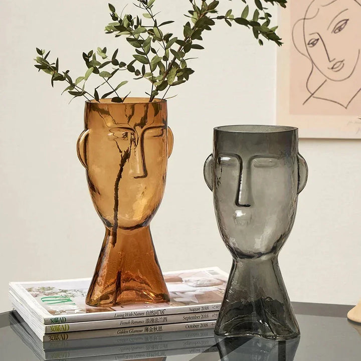 Kreatieve Glas Hoofdvorm Decoratieve Vaas voor Moderne Decoratie | Arosta