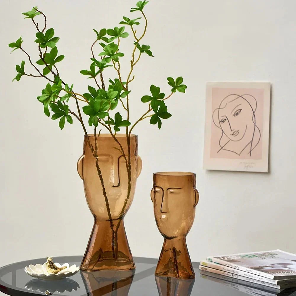 Kreatieve Glas Hoofdvorm Decoratieve Vaas voor Moderne Decoratie | Arosta
