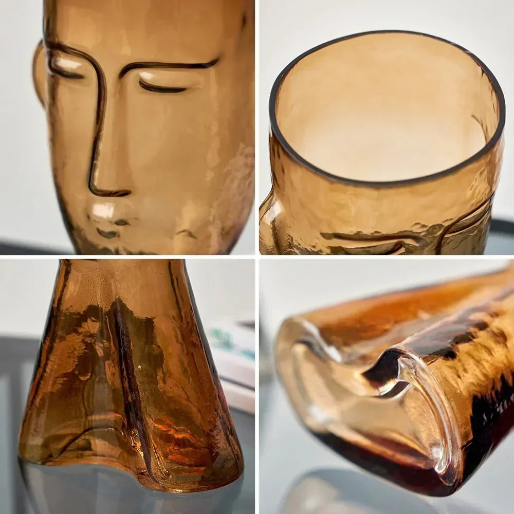 Kreatieve Glas Hoofdvorm Decoratieve Vaas voor Moderne Decoratie | Arosta
