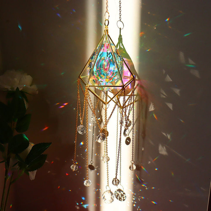Kamerddecoratie kristallen zon vanger windgong