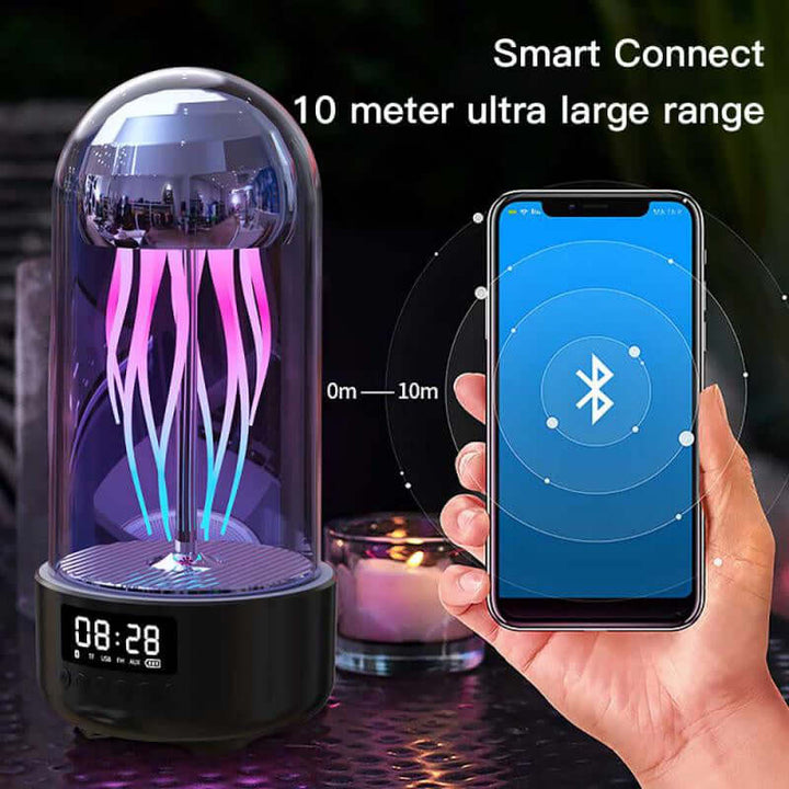 Kreatieve 3in1 Kleurrijke Medusenlamp met Klok Luminieuze Draagbare Stereo Ademend Licht Slimme Decoratie Bluetooth Luidspreker