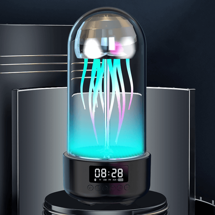 Kreatieve 3in1 Kleurrijke Medusenlamp met Klok Luminieuze Draagbare Stereo Ademend Licht Slimme Decoratie Bluetooth Luidspreker