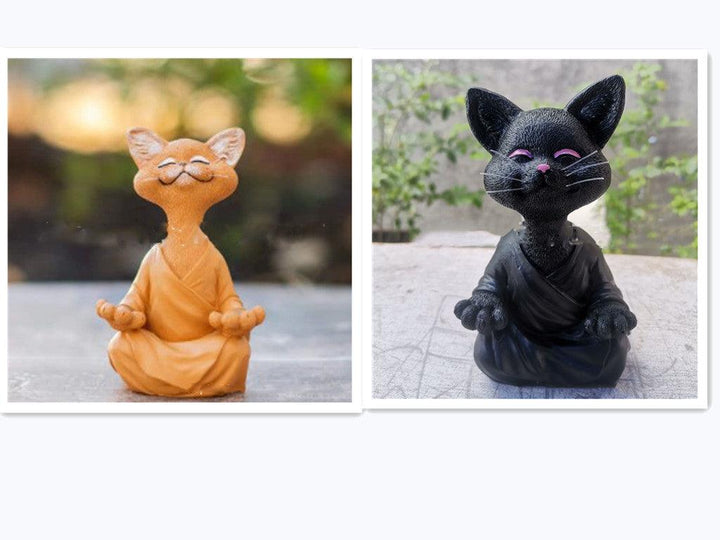 Speelse Zwarte Boeddha Kat Figurine Meditatie Yoga Verzamelfiguur Gelukkige Kat Decor Huis Tuin Decoratie Tuin Ornament