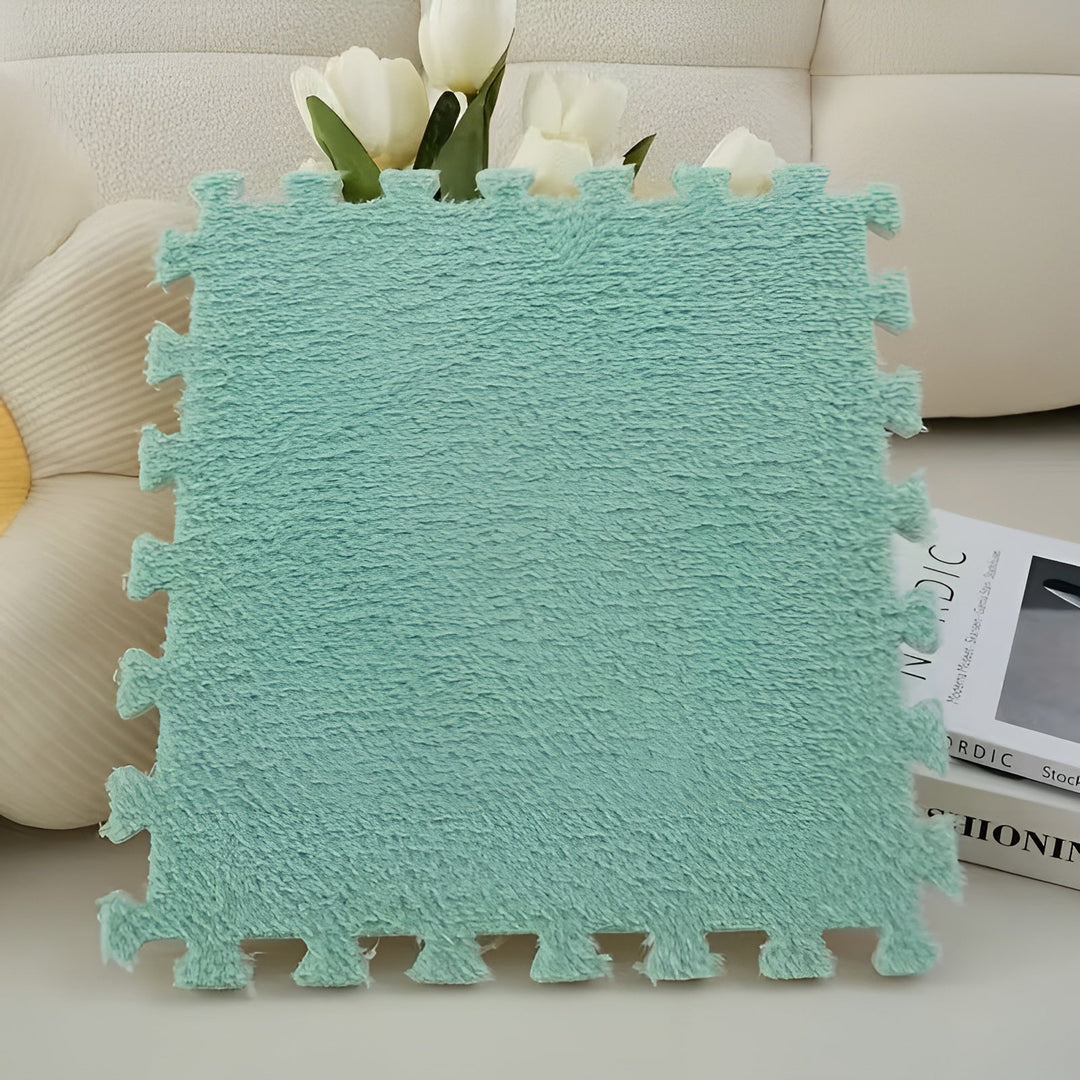 Dikke pluche tapijtmat in patchwork ontwerp – Bijzonder zacht en warm | Ideaal voor slaapkamers en speelkamers