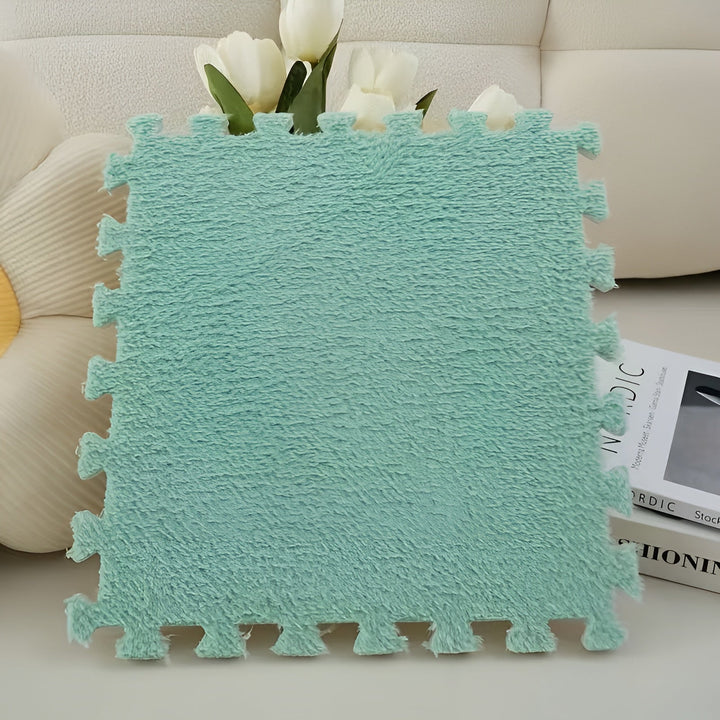 Dikke pluche tapijtmat in patchwork ontwerp – Bijzonder zacht en warm | Ideaal voor slaapkamers en speelkamers