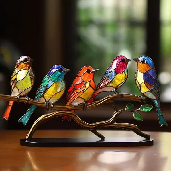 LuxeHome - AvianElegance Vogels gemaakt van gekleurd glas voor een verfijnd interieurontwerp