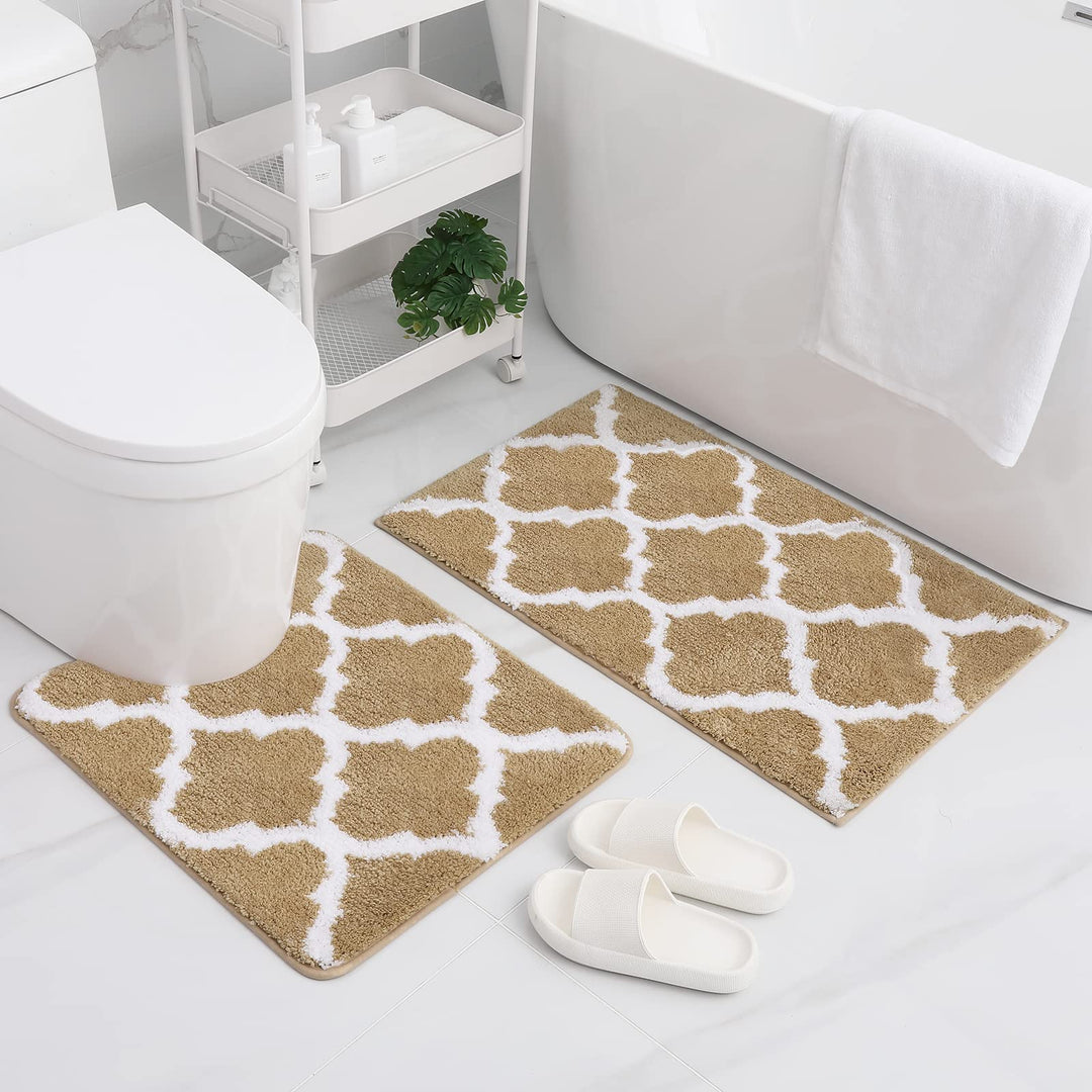 Arosta | Ultra Zachte Shaggy Badmat Set – 2 Delige Antislip Absorberende Vloerkleden
