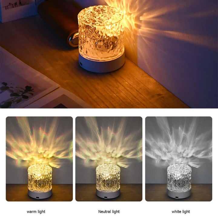 Kristal lamp watergolven projector nachtlamp decoratie thuis slaapkamer esthetische sfeer vakantiecadeau zonsonderganglichten huisdecoratie
