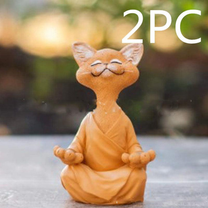 Speelse Zwarte Boeddha Kat Figurine Meditatie Yoga Verzamelfiguur Gelukkige Kat Decor Huis Tuin Decoratie Tuin Ornament